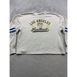 NFL Los Angeles Rams CSA Women Heather Gray Graphic Cropped Sweatshirt Large NEW